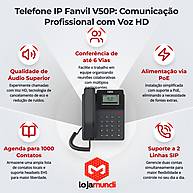 Telefone IP Fanvil V50P 2 Linhas SIP com PoE, Voz HD e Conferência de 6 Vias - miniatura 5